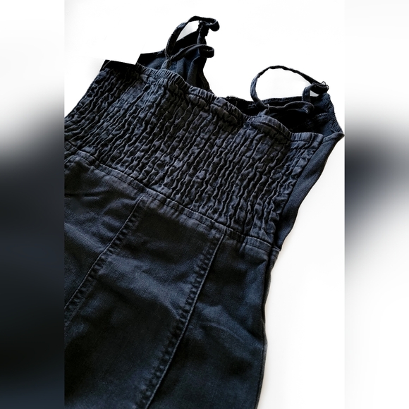 Black Denim Zip Front Mini Dress XS - Picture 8 of 9